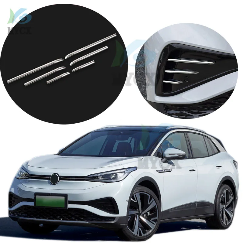 

For Volkswagen VW ID.4X ID.4 CROZZ 2021 + Accessories Car Front Fog Light Eyebrow Frame Cover Trim ABS Chrome Strip Exterior