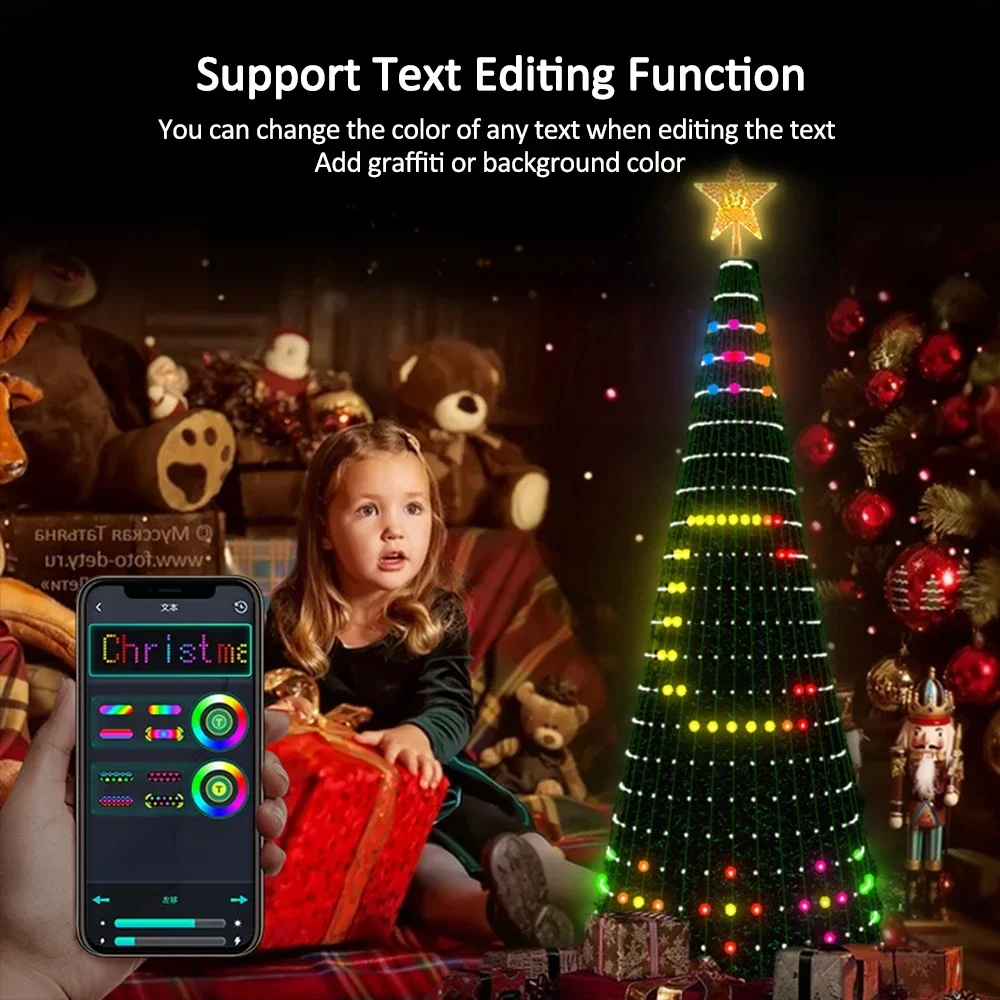 Luci stellari per albero di Natale Luce natalizia RGB intelligente con timer remoto Sincronizzazione musicale Illuminazione natalizia controllata da app Bluetooth