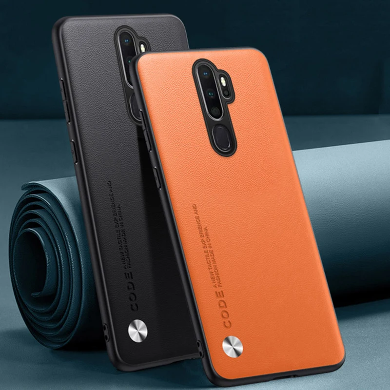 Luxury PU Leather Case For OPPO A9 2020 Back Cover Matte Silicone Shockproof Full Protection Phone Case For OPPO A5 2020 Coque
