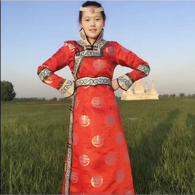 فستان منغوليا الصيني التقليدي لعام 2025 رداء نسائي عرقي عتيق لربيع المراعي والرقص #3