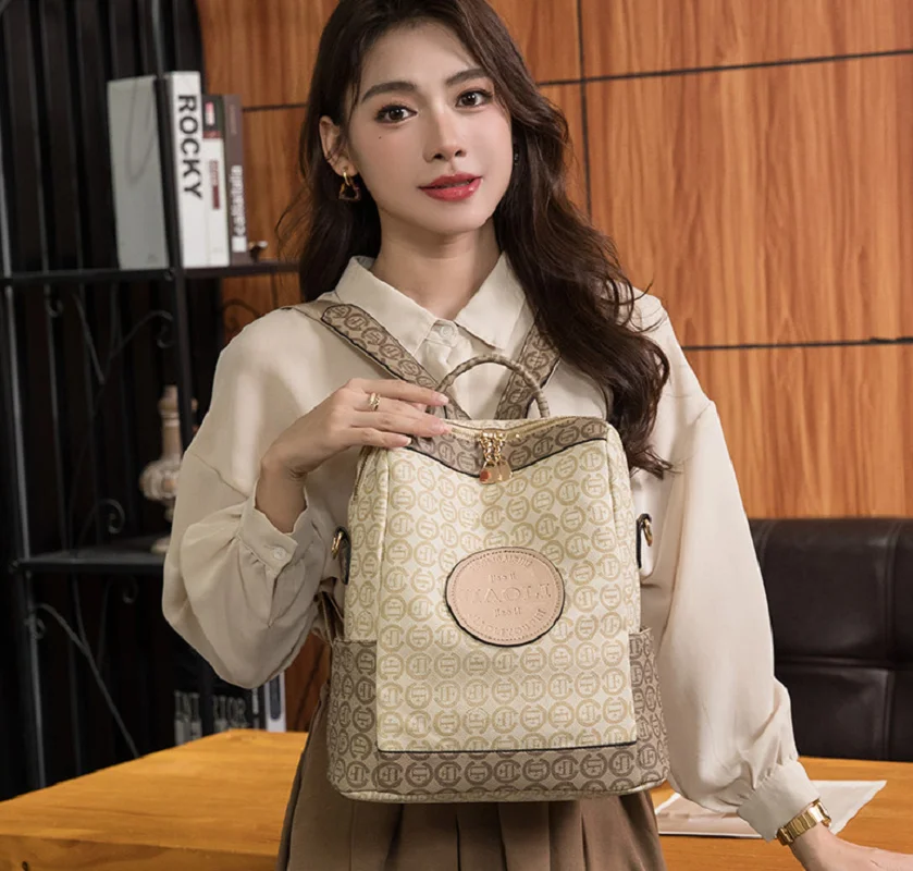New Fashion Vintage High Quality Leather Travel Backpacks Women's Large Capacity Shoulder Bags School Bag Crossbody Backpack
