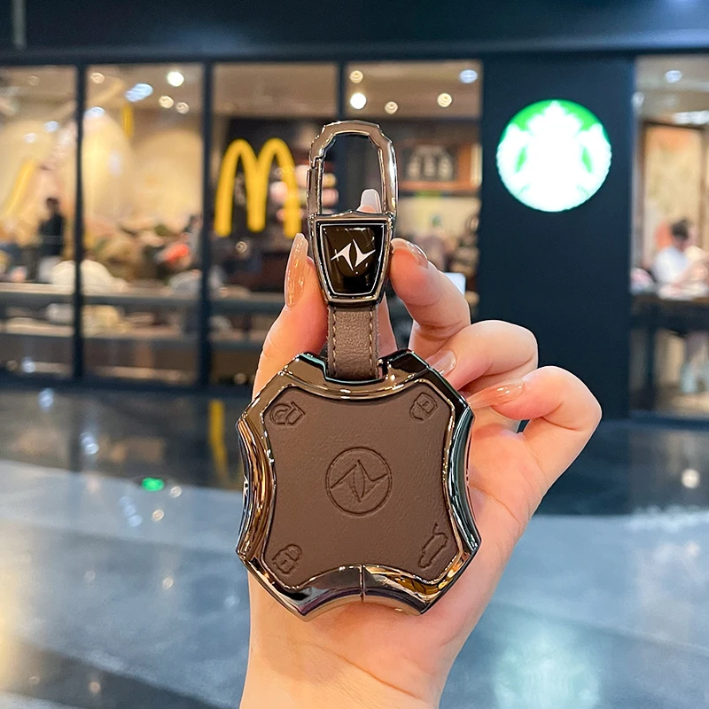 Zinc Alloy Car Key Case for Dongfeng Eπ Eπ007 Eπ008 007 008 Car-Styling Remote Cover Shell Keychain Ring Holder Fob Accessori