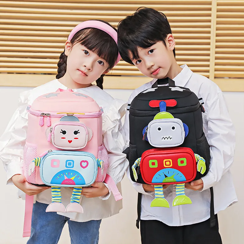 Novo robô dos desenhos animados sacos de escola para meninos do jardim de infância crianças saco de viagem 1-3 grau mochilas kawaii meninas mochila