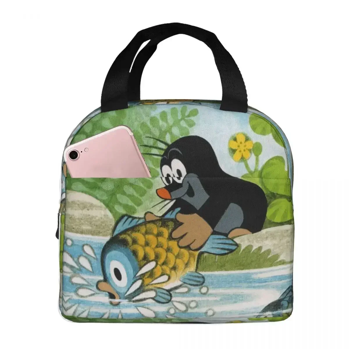 

Cute Happy Mole Krtek Insulated Lunch Bags Waterproof Picnic Bags Thermal Cooler Lunch Box Lunch Tote for Woman Work Children