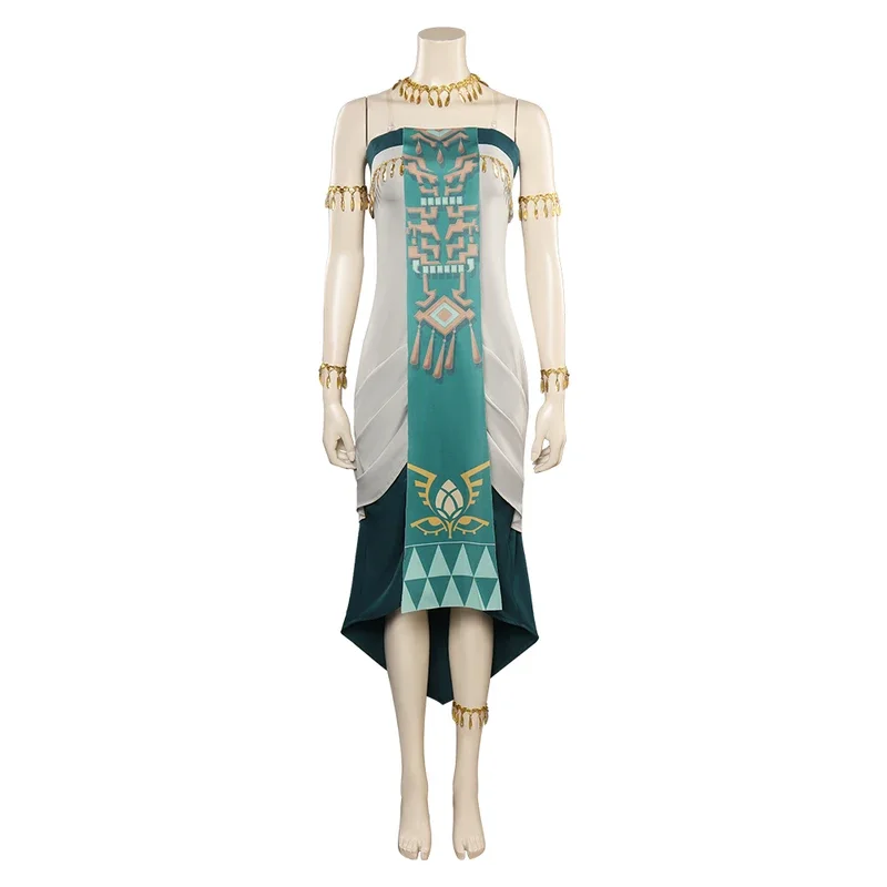 Zeldar: Cosplay the Kingdom Tears Princess Cosplay Kleid Kostüm für Erwachsene Frauen Perücke Fantasia Outfit Halloween Karneval Anzug