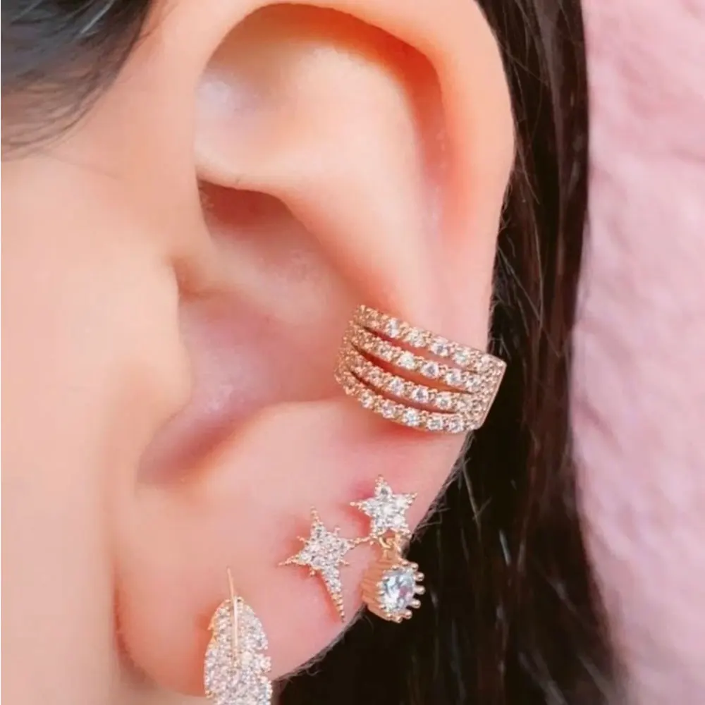 Climber Ear Cuff Clip para Mulheres, CZ, Sem Piercing, Forma C, Geométrica, Earcuff Pequeno, Ear Wrap, Earcuff Clips, Joias Presentes, 1 Peça