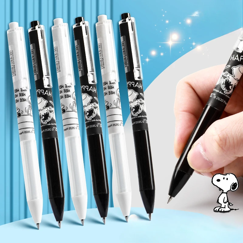 Snoopy Press Gel Pen Write Stock Quick Drying Girl Black Exam Portable Office Work Study Stationery Tool Study Supplies Gift