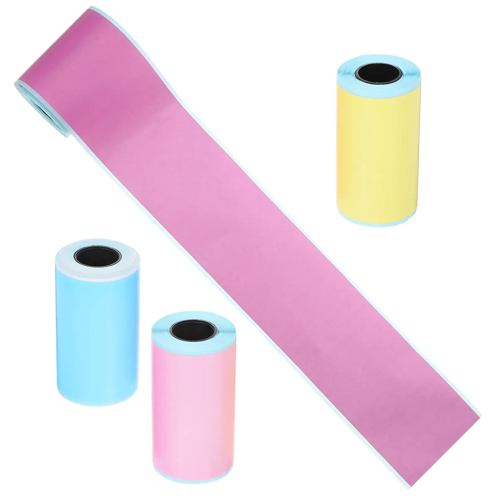 4 Rolls Thermal Photo Label Paper Self-adhesive Stickers Mini Printer Compatible Yellow Purple Photo Printing Labels