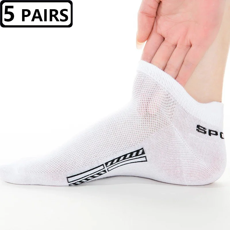 5 Pairs Men's Short Socks Shallow Mouth Ankle Quality Breathable Mesh Sports Casual Man Summer Low-Cut Thin Cotton Sock for Male