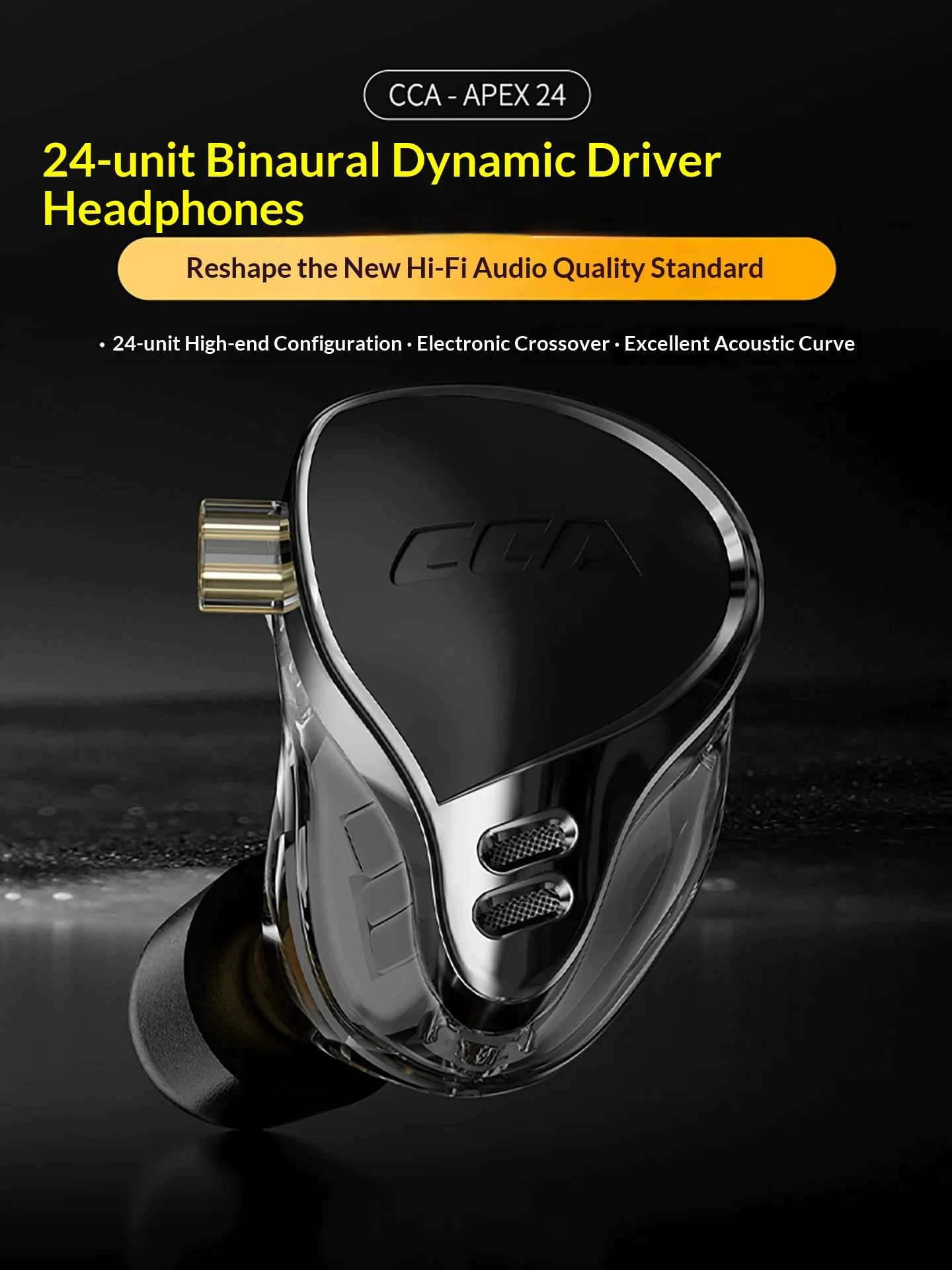 CCA APEX24 Wired Headphones Unit 24 Moving Iron Accurate HD Pickup Esports Headset 31736 Array UHF 3 Units Light weight Gifts