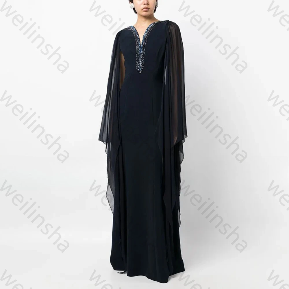 

Elegant V-Neck Crystal Mermaid Evening Dresses Sexy Celebrity Long Dress Exquisite High Quality Prom Party Gown Women Customized