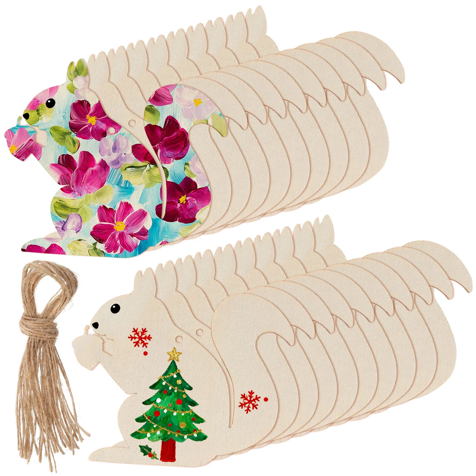 

20Pcs Squirrel Wooden Craft Cutouts Unfinished Wood Pieces DIY Painting Drawing Supplies for Home Decoration Squirrel for Crafts