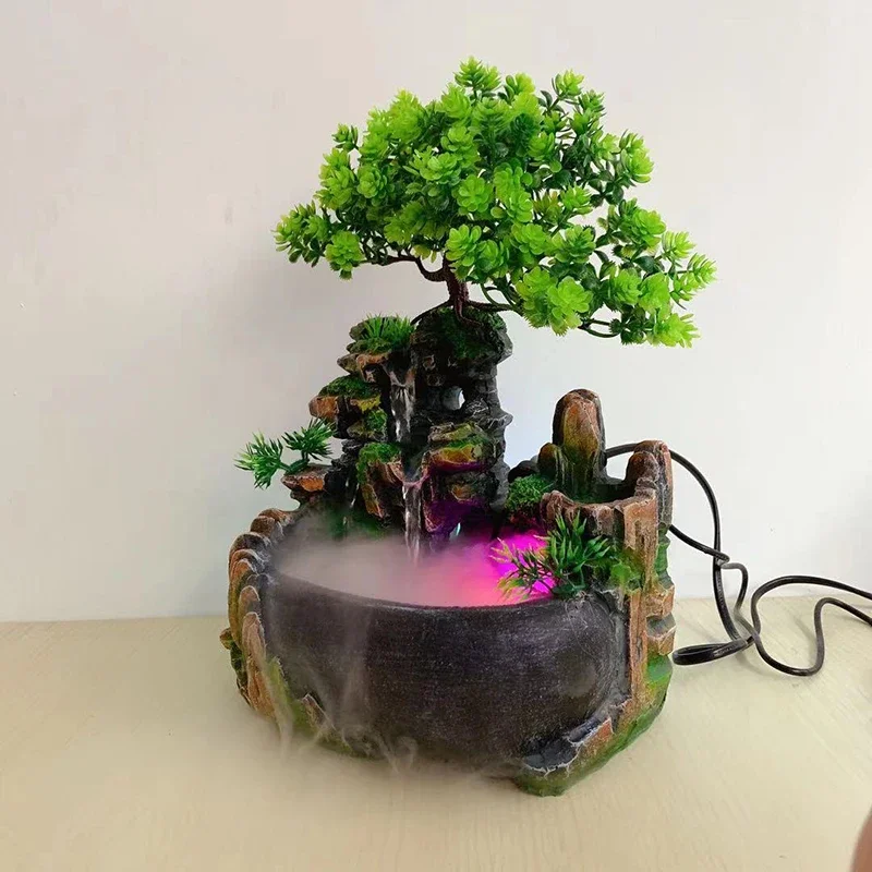 

New 2025 Resin Crafts Feng Shui Home Decoration Indoor Fountain Landscape Decoration Flowing Waterfall Fountain