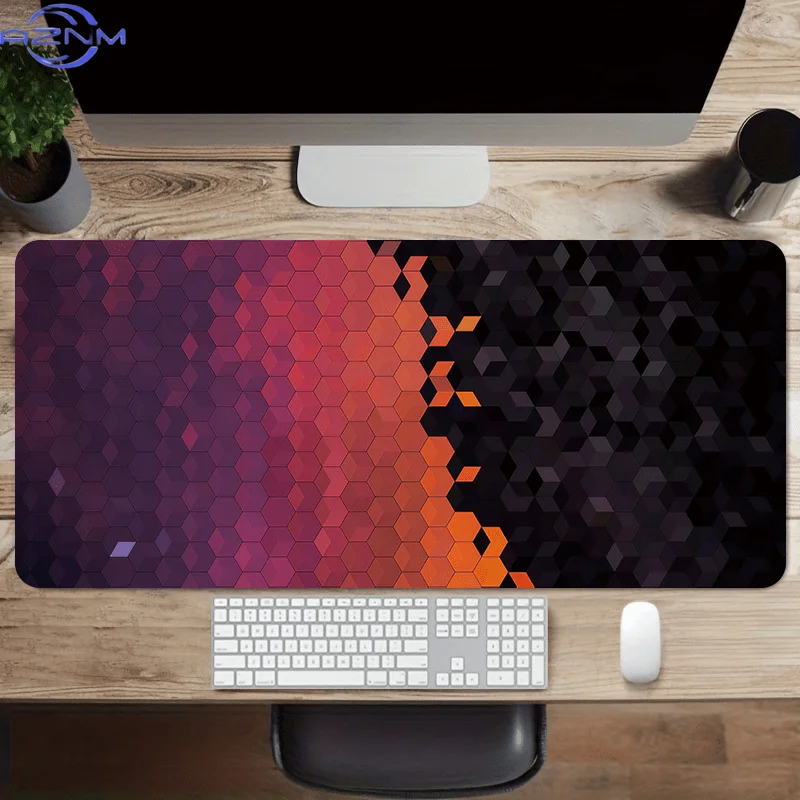 1pc Gradient Design Mouse Pad  cm, Non Slip Extended Table Mat, Hexagonal Pattern, Desk Mat for Office Home Decor, Soft Fabric S