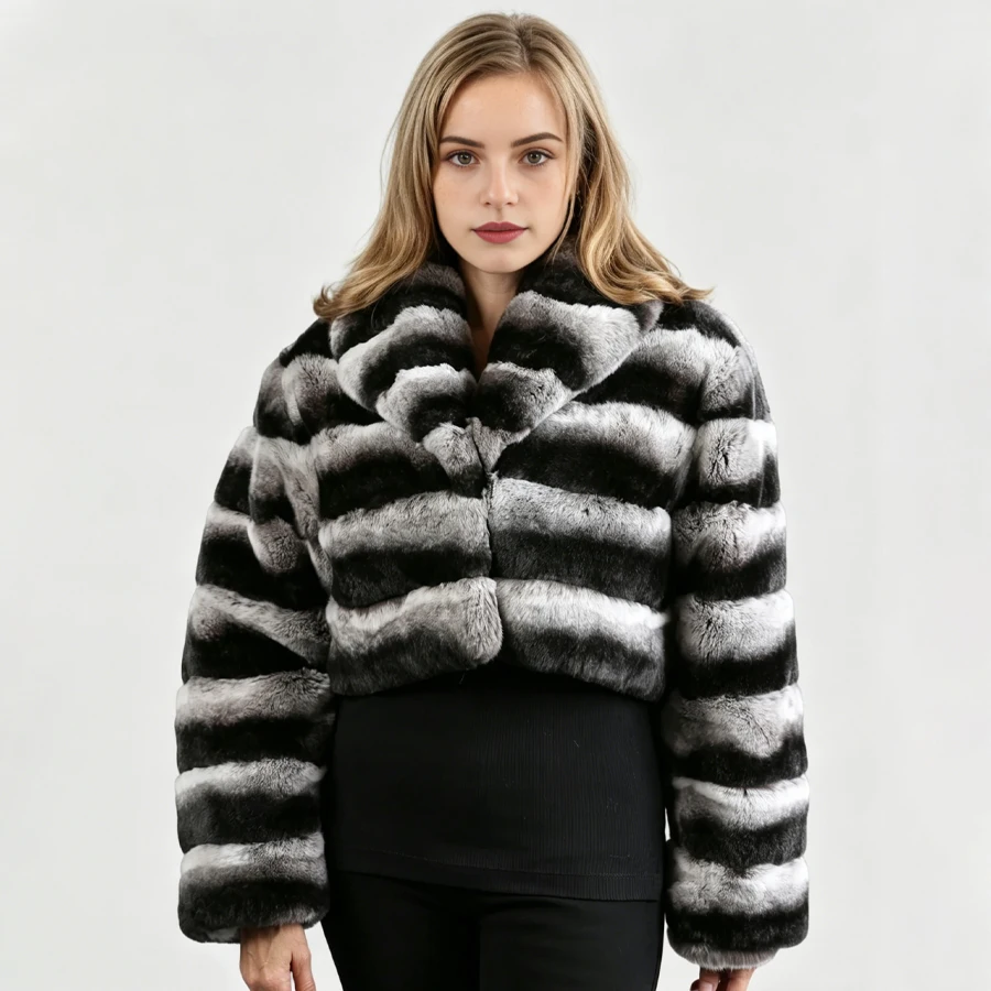 

Chinchilla Dyed Rabbit Fur Jacket With English Collar Bolero Jacket Chinchilla Coloured Jackets Hot Selling Woman's Fur Jacket