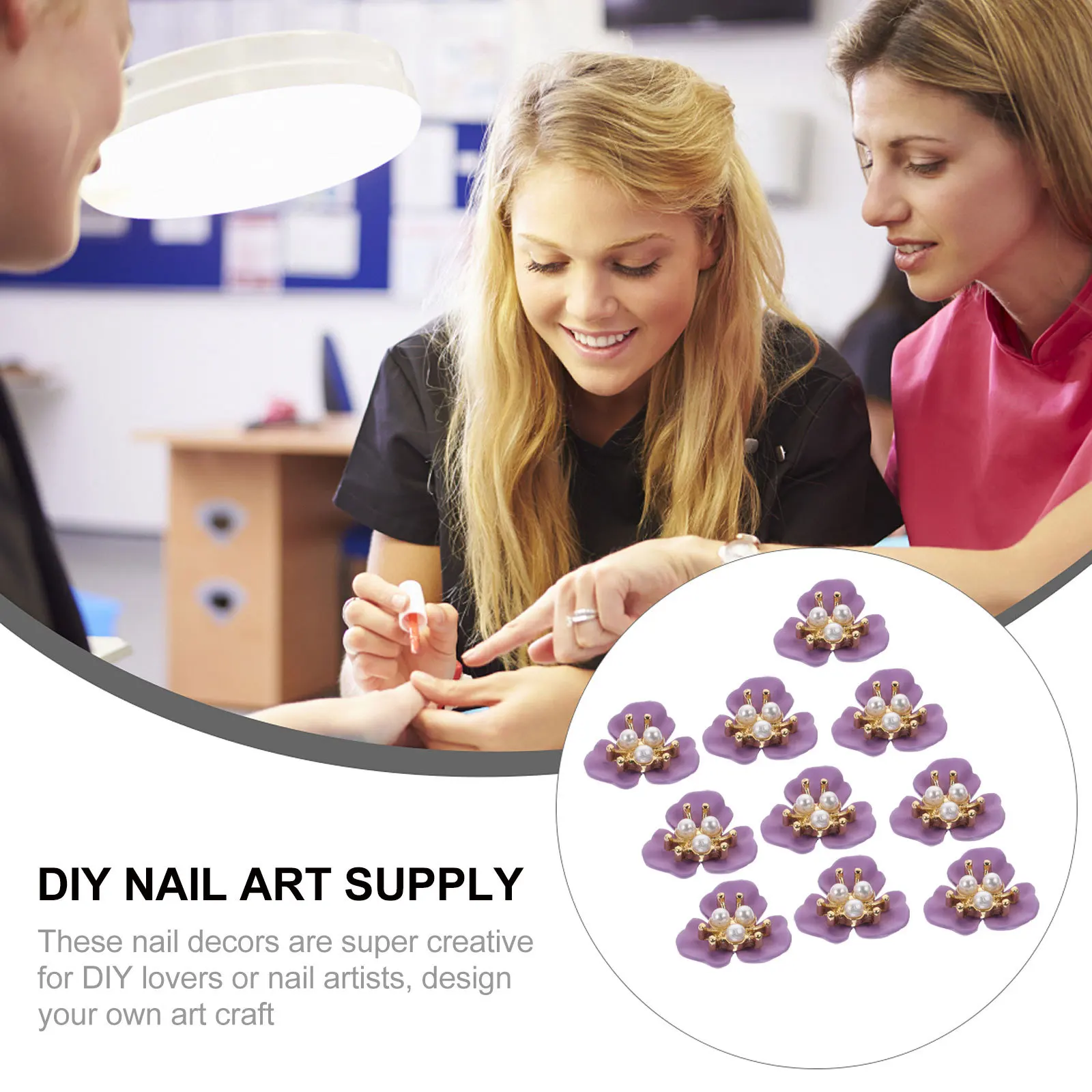 Décoration de perles de fleurs pour ongles, 10 pièces, bijoux de manucure à faire soi-même, fournitures élégantes pour dames et femmes, fourniture de Nail Art à faire soi-même