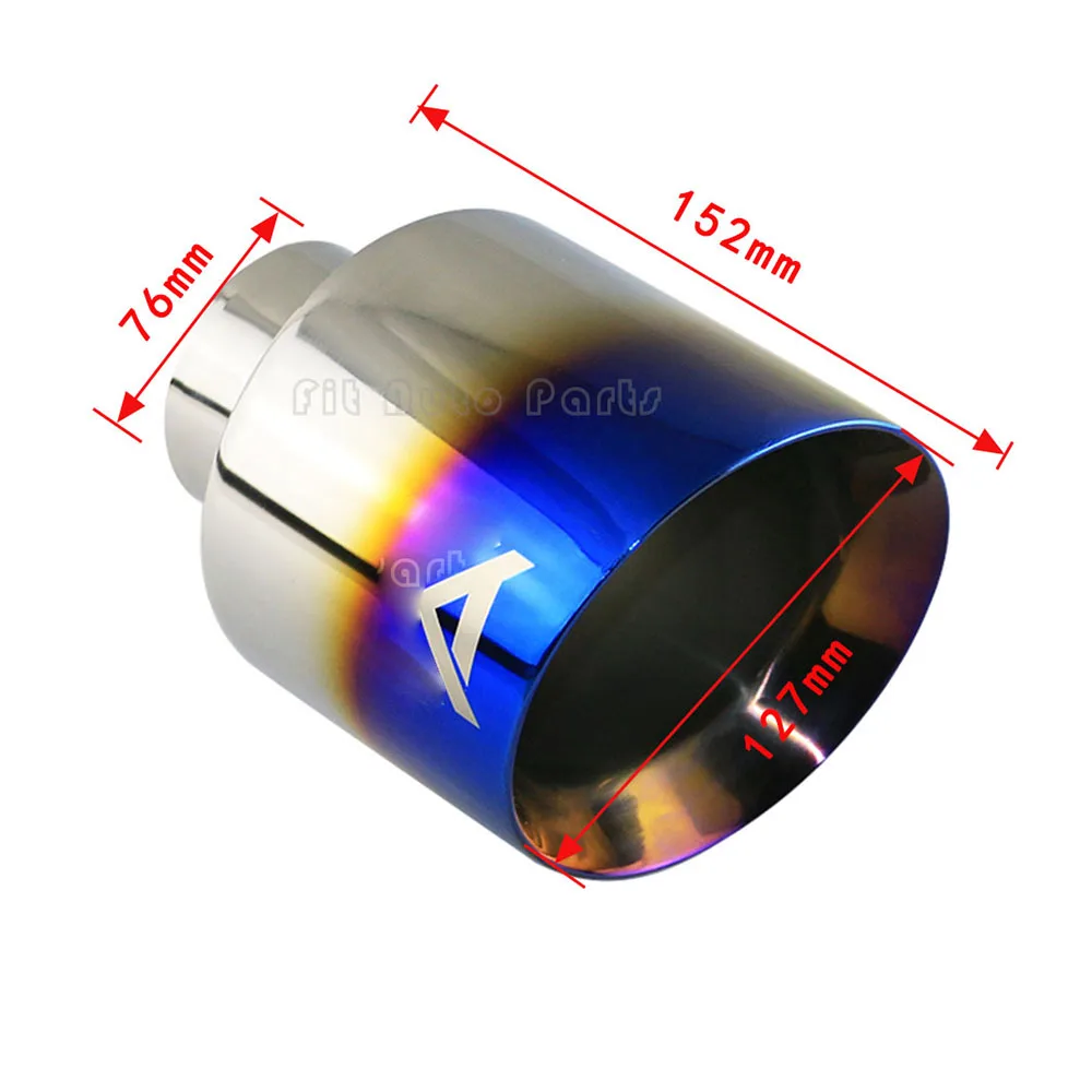 Car Exhaust End Tip Interface 63mm 76mm Slant Oval Outlet 127mm Universal Stainless steel Auto Muffler Tail Pipe nozzle