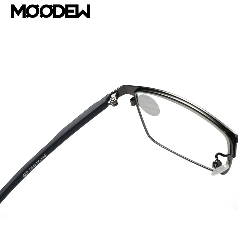 MOODEW Reading Glasses for Men Square metal frame Readers Presbyopic Glasses for Male with Spring Hinge +1.0+1.5+2.0+2.5+3.0+3.5