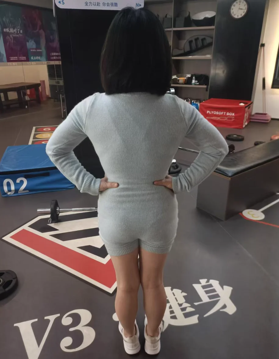 セクシーな無地ジッパーボディコンニットロンパース長袖2025年春レディースジャンプスーツブルー衣装ストリートウェアファッション衣装