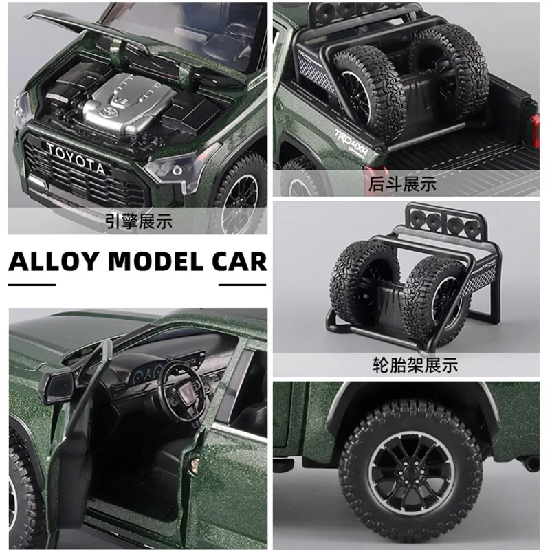 Large 1:24 Toyota Tundra SUV Model Car Diecast Miniature Metal Car Off-Road Vehicle Collection Sound Light Children Toy For Kids