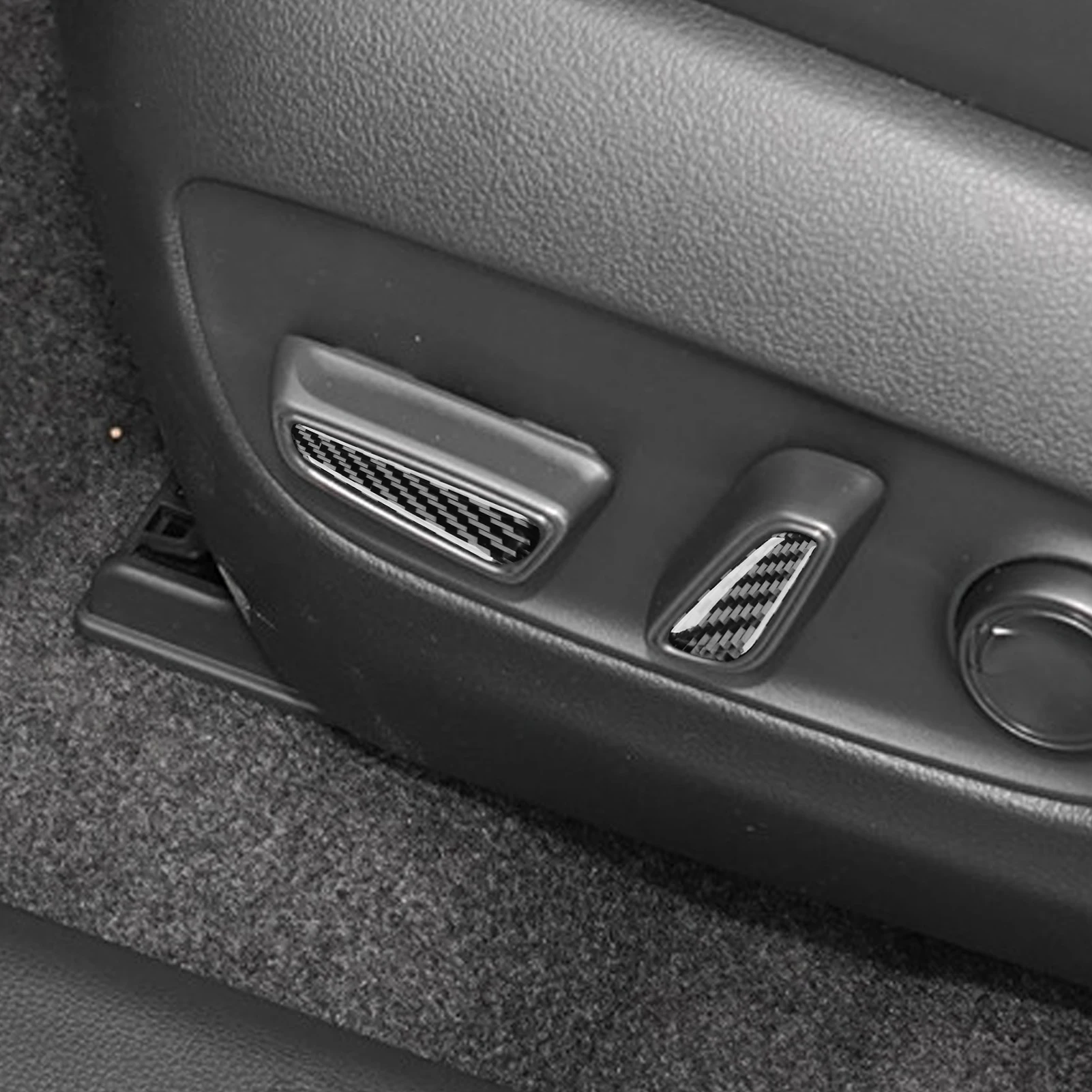 ألياف الكربون الحقيقية اكسسوارات السيارات مقعد تعديل زر الكسوة غطاء ناعم ملصق لتويوتا RAV4 XA50 2020 2021 2022 2023 2024