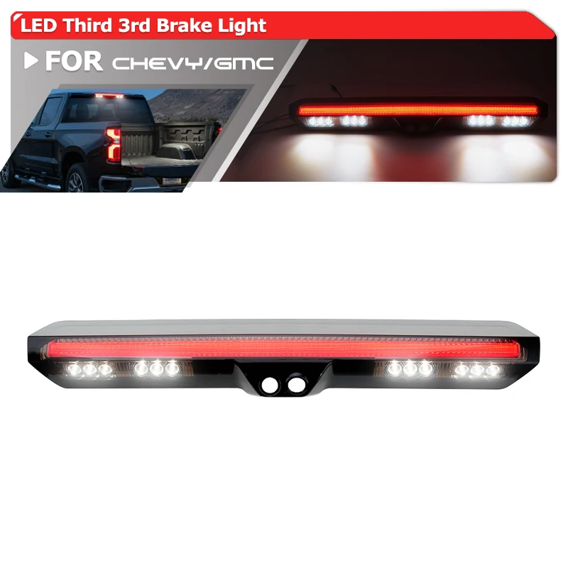 

Светодиодный 3-й стоп-сигнал/фонарь грузового отсека Smoked для Chevrolet Silverado и GMC Sierra 1500 2500 3500HD 2019-2026 гг. с камерой заднего вида и видеодисплеем на зеркале