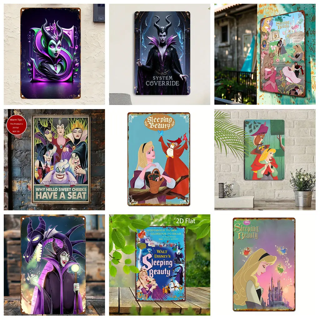 

Miniso Disney Sleeping Beauty Villains & Princesses Tin Sign Metal Plaque Decorative Plate Bar Garage Metal Sign Wall Decoration
