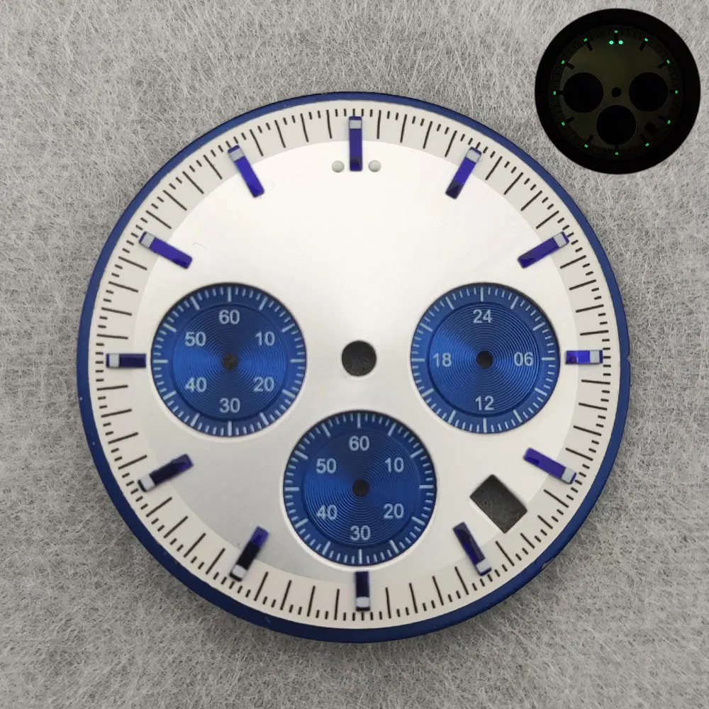 32.5mm Watch Dial Green Glow Custom Logo Text Suitable for VK63 Movement Accessories Watch Accessories
