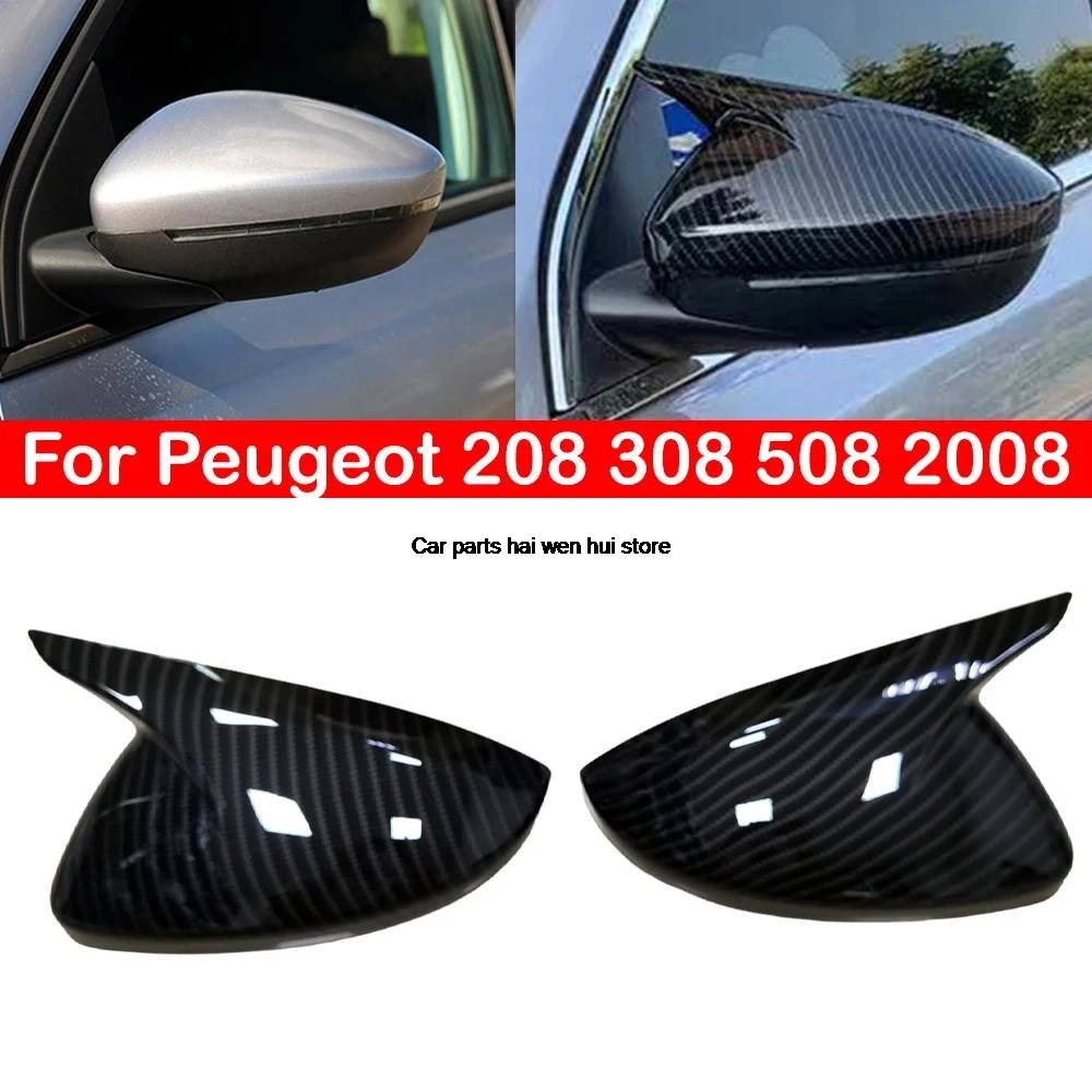 

For Peugeot 208 2020-2023 Peugeot 308 2014-2020 508 2008 Rearview Side Mirror Cover Wing Cap Sticker Exterior Case Trim Carbon