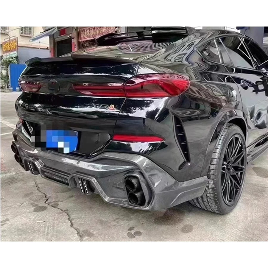 For BMW X6 G06 2019+ Carbon Fiber Car Rear Bumper Diffuser Rear Splitters Spoiler Back lip shunt L Style Upgrade body kit