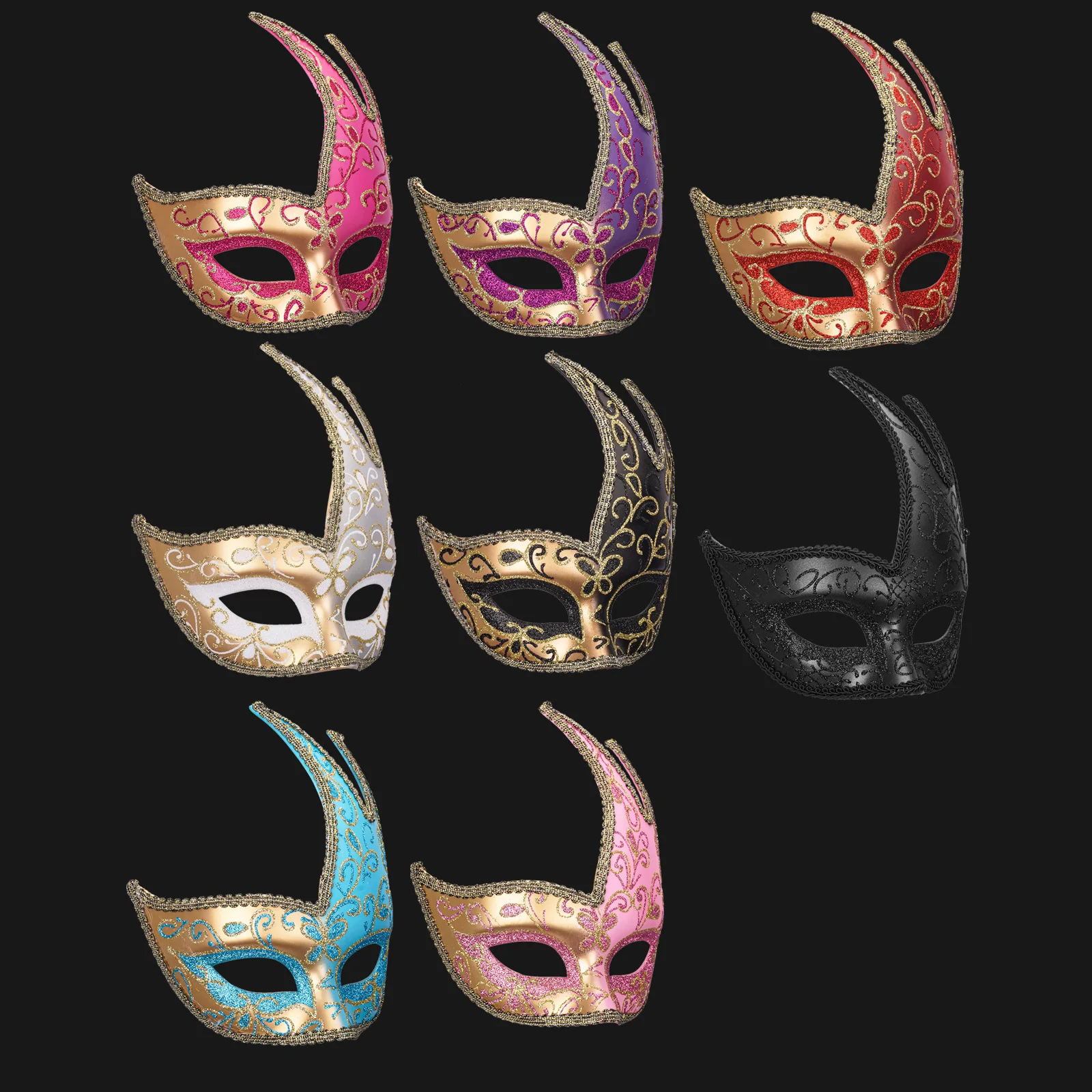 1pc máscara veneziana elegante, máscara de máscaras de meia face, adequada para o dia dos namorados, fantasias de festa, acessórios de fantasia, dramatização, adequado para carnaval, presentes de ano novo
