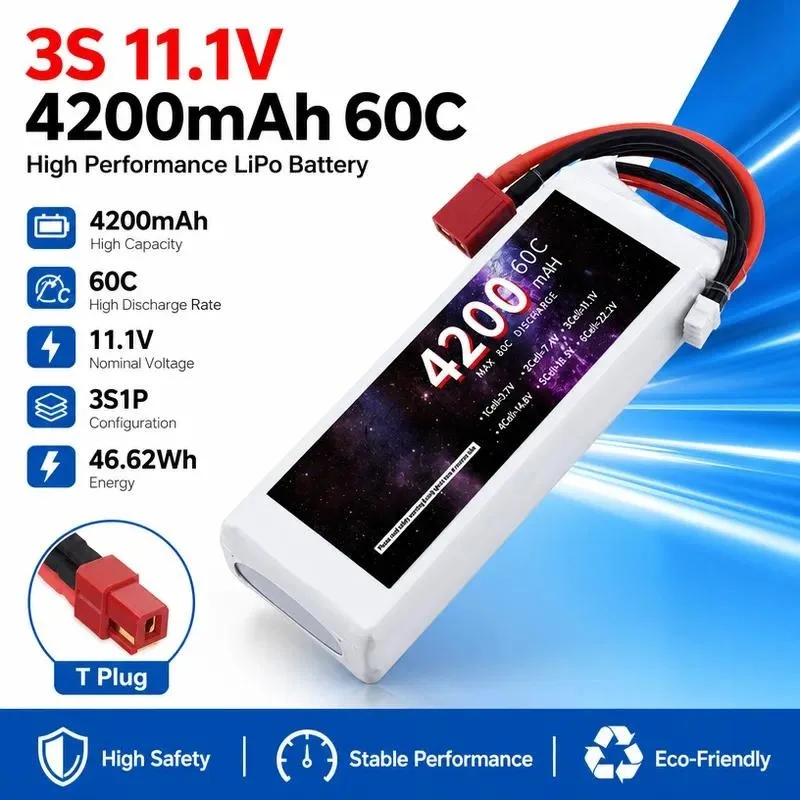 for 60C High Rate Lithium Battery 4200mAh 3S 11.1V for Model Aircraft Vehicle Ship Drone RC Helicopter Lipo Battery