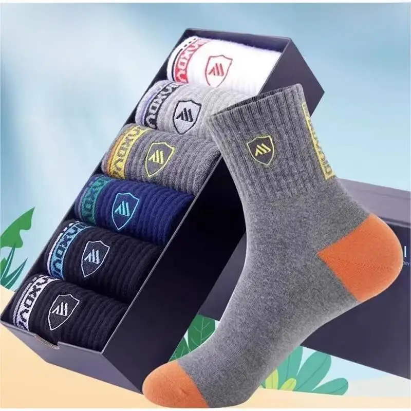 

Мужские спортивные носки Zhuji средней длины, хлопковые, дышащие, с защитой от запаха, универсальные, противоскользящие, удобные, для домашнего использования, защитные.