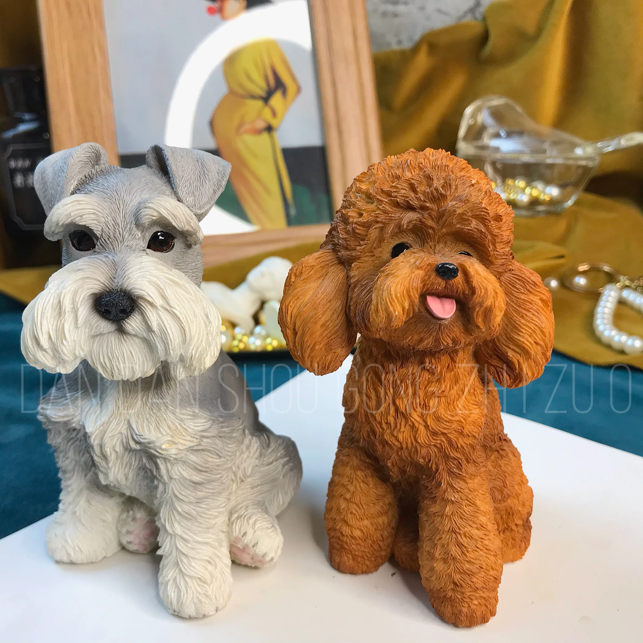 Fai da te 3D Schnauzer cane stampo in Silicone simulazione piccolo animale resina ornamento stampo in gesso strumenti di cottura candela in cemento