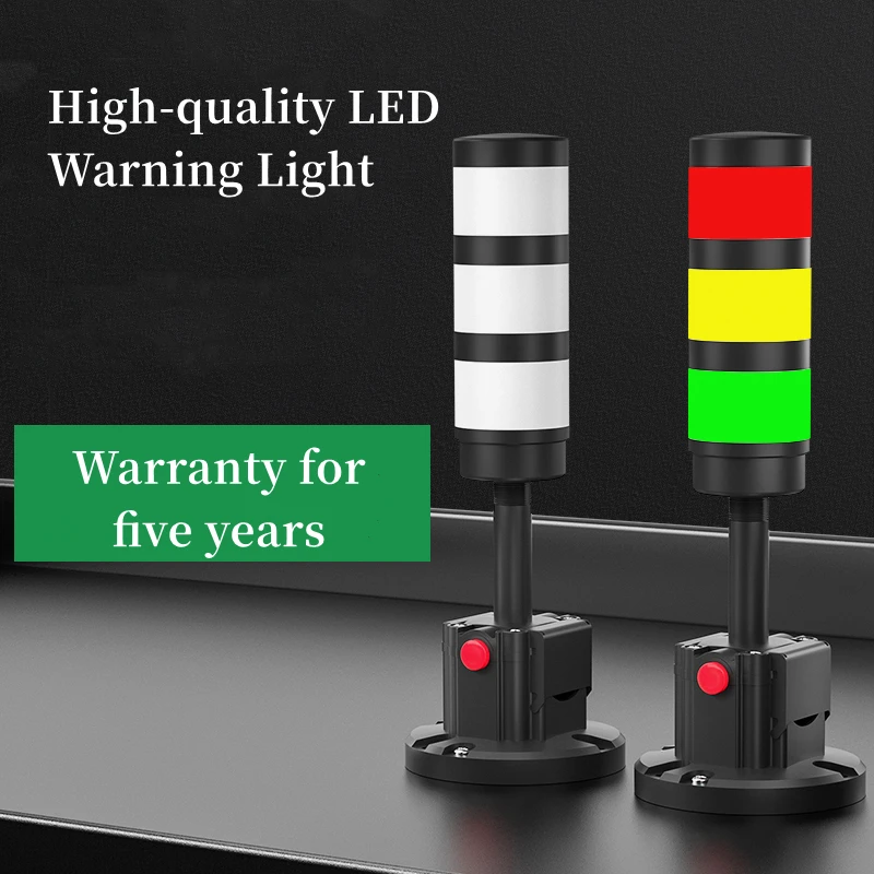 Black 24V Industrial Signal Tower Safety Stack Alarm Light Led Multilayer 90° Foldable Buzzer Caution Warning Lamp For Machines