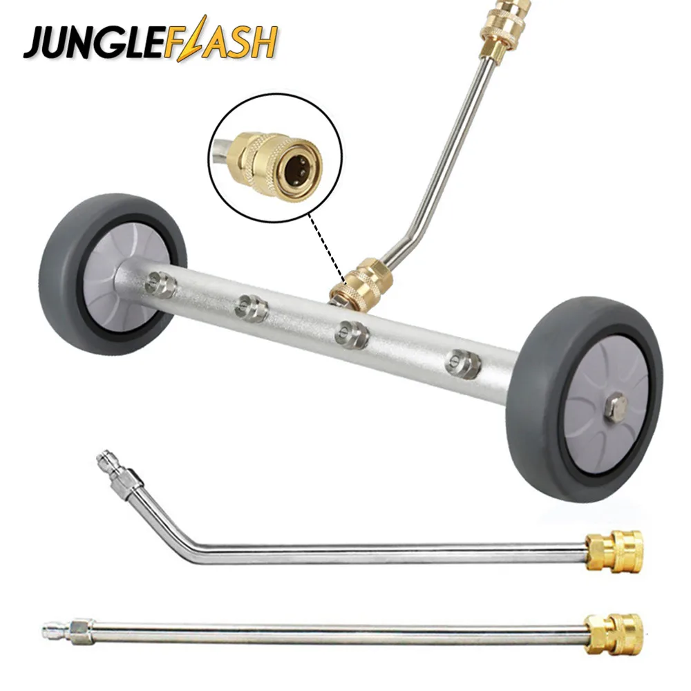 JUNGLEFLASH 16inch High Pressure Car Chassis Washer Under Body Cleaning Water Broom Brush Car Cleaner With 1/4 Connector 2Wands