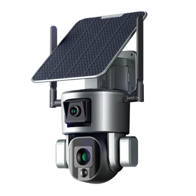 بطاقة Sim 4K 10X Zoom كاميرا مراقبة خارجية إنذار الربط عدسة مزدوجة CCTV 4G كاميرا PTZ الشمسية #1