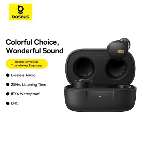 Imagen 2 del producto Baseus Bowie E18 auriculares inalámbricos verdaderos Bluetooth 5,3 AI ENC auriculares 25H de larga duración IPX4 impermeable Mini auricular de frijol