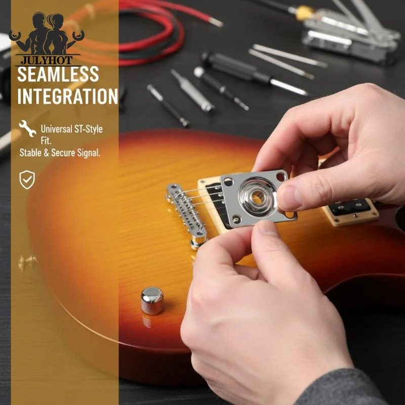 Electric Guitar Jack Output Plate Guitar Output Jack Plate Square Shape Metal Compact Guitar Jack Socket Plate Guitar