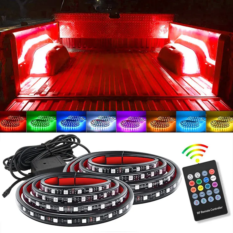 

2in1 150cm RGB LED Truck Compartment Light Bar kit Remote Control for Cargo Pickup Truck SUV RV Boat Decorative Lamp