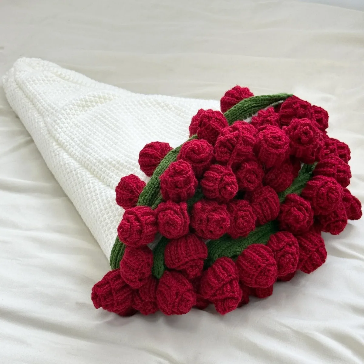 Finished Flower Bouquet Blanket Crochet Rose Knitted Throw Blanket Crochet Flowers Romantic Gift for Women Mom Sister Wife Decor