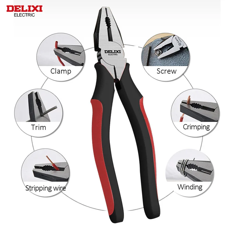 DELIXI ELECTRIC Wire Pliers，Sharp Large Opening Diagonal Pliers Needle Nose Pliers，for Cutting，Twisting and Clamping MetalWires