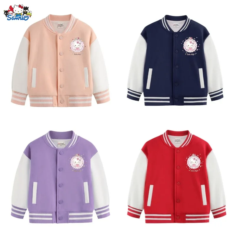 

Anime Cartoon Sanrio New Baseball Coat Children Kawaii Printing Hello Kitty Autumn Winter Sport Coat Fashion Jacket Holiday Gift