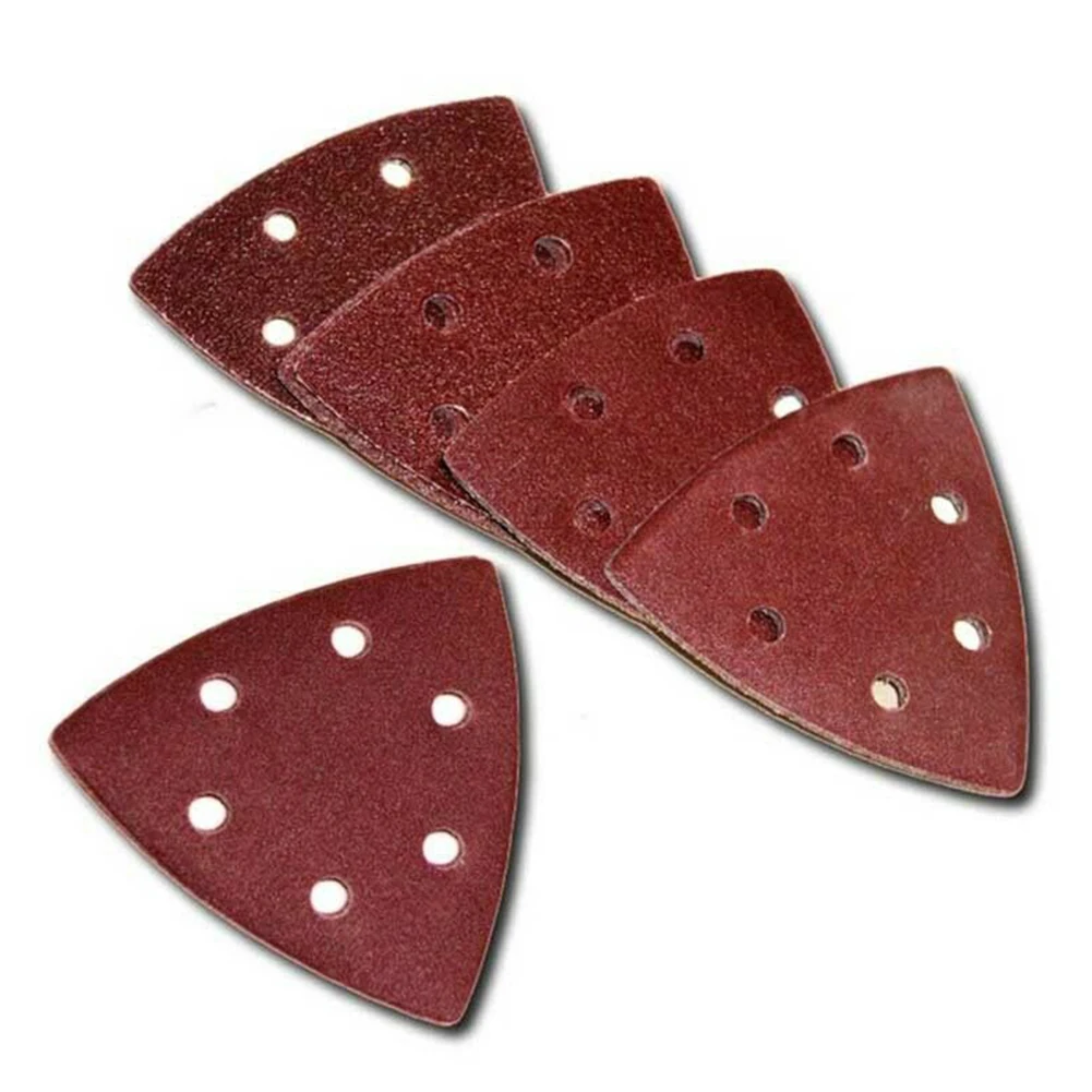 25Pcs 93mm 60/80/120/180/240Grit  Triangle Sanding Pads Paper Set 6 Dust Extraction Hole Hook Loop Oscillating Multitool