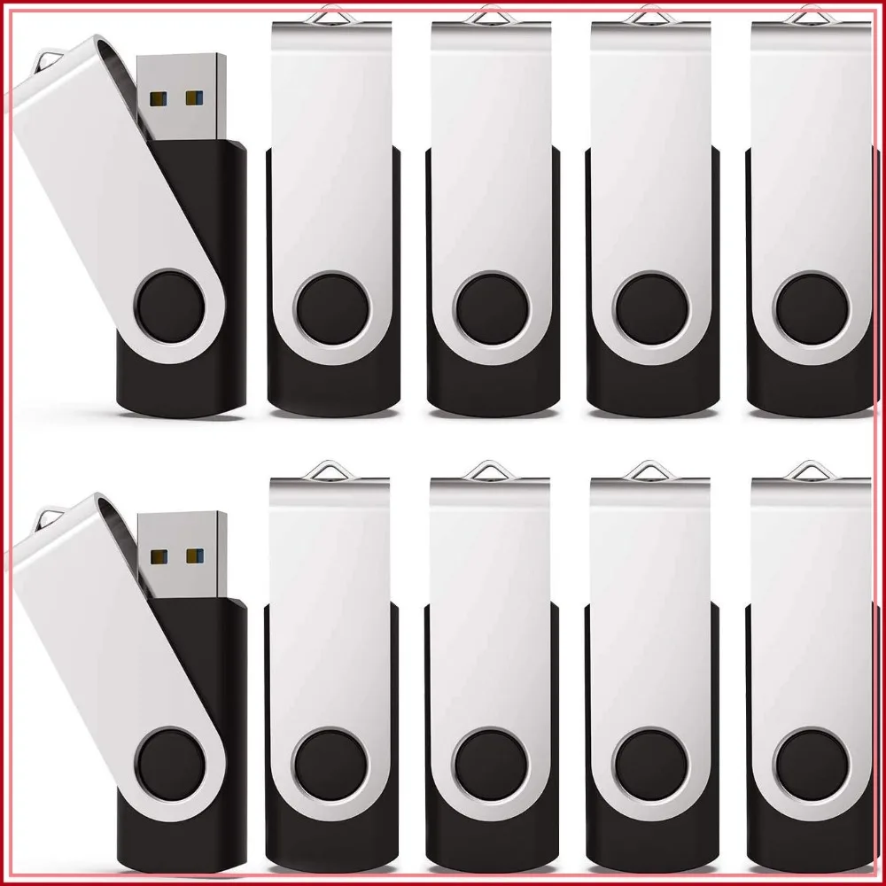 

16GB USB 3.0 Flash Drive 10 Pack, High-Speed Thumb Drives for Data Storage, Black
