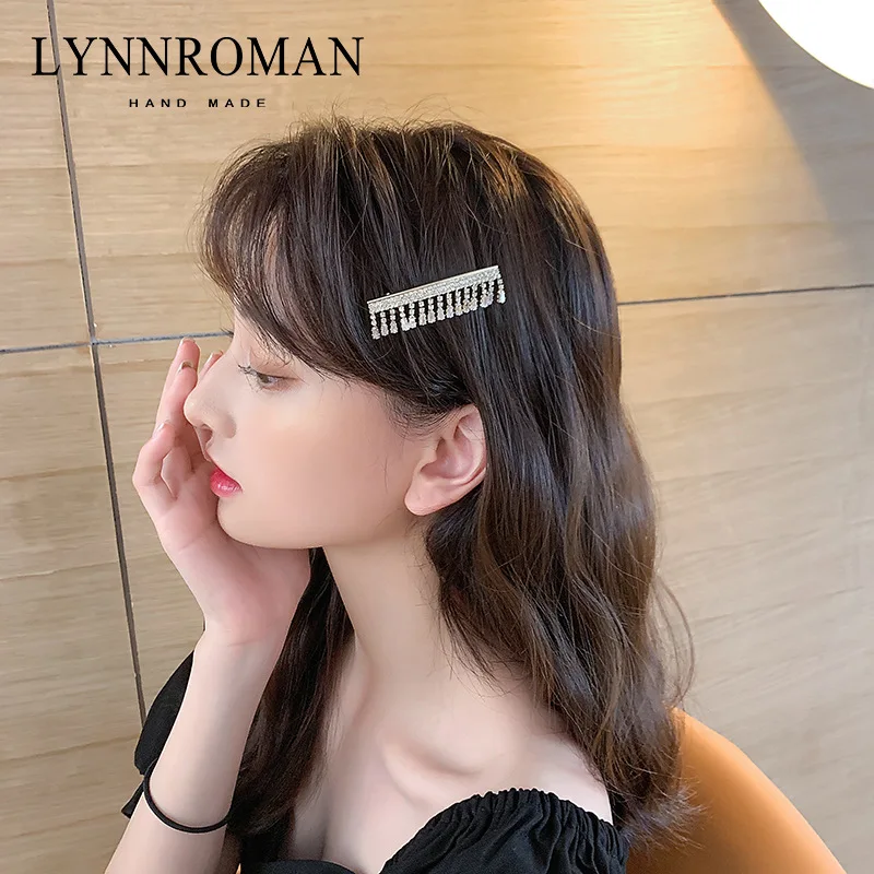 Korean Zirconia Hair Clips Back of Head Dangle Top Spring Clips for Women Side Bangs Grips Daily Wear Viral Elegant Hairpin