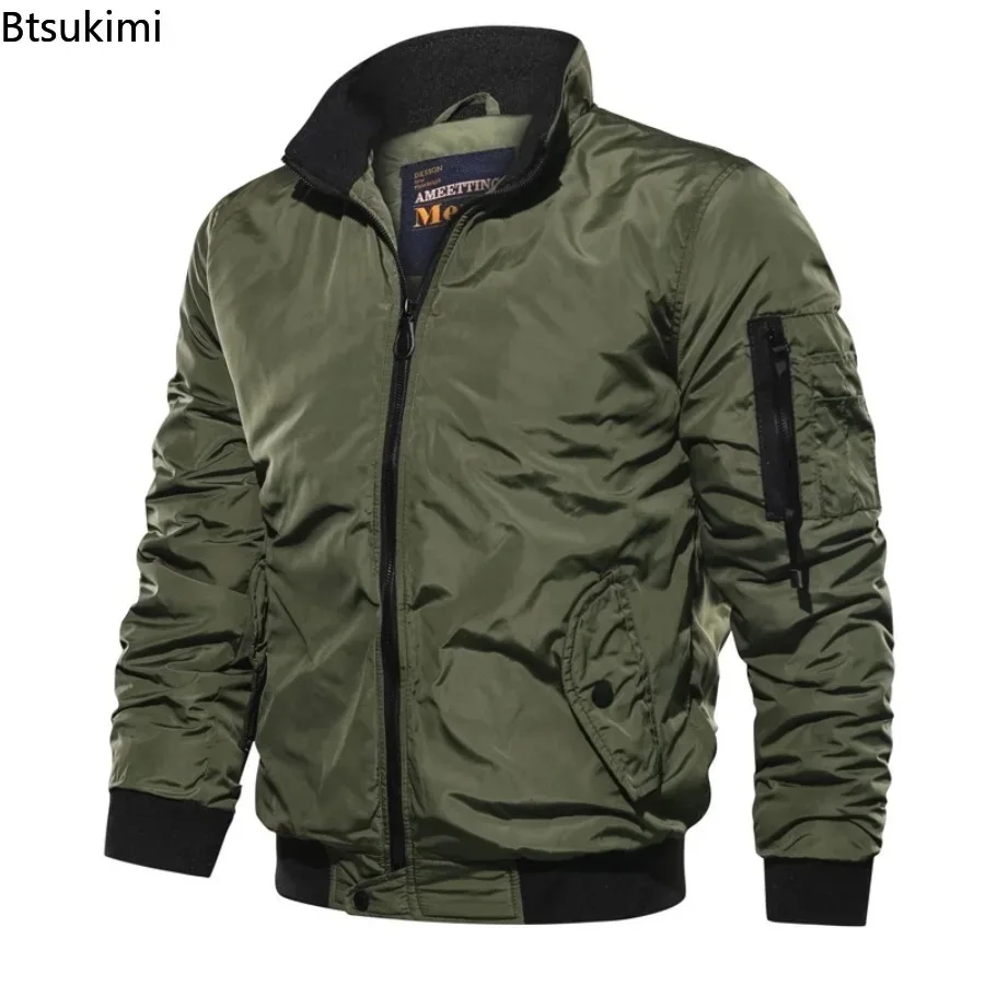 2026 Men\'s Fashion Cotton Warm Jackets Slim Fit Bomber Jacket  Autumn Winter Outdoor Casual Long Sleeve Warm Coats for Men 5XL