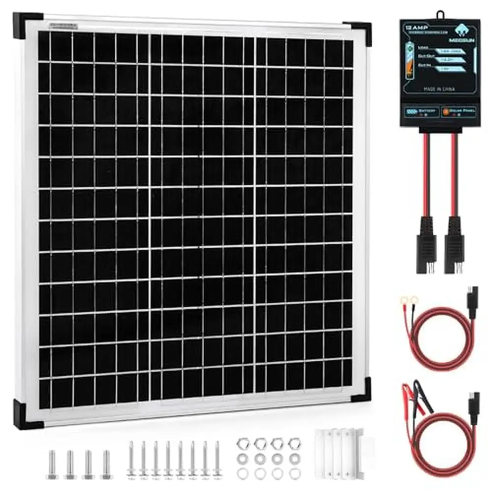 50W Solar Panel Charger & Maintainer 12V Monocrystalline Waterproof RV Car Boat Security Camera Greenhouse Lawnmower Motorcycle