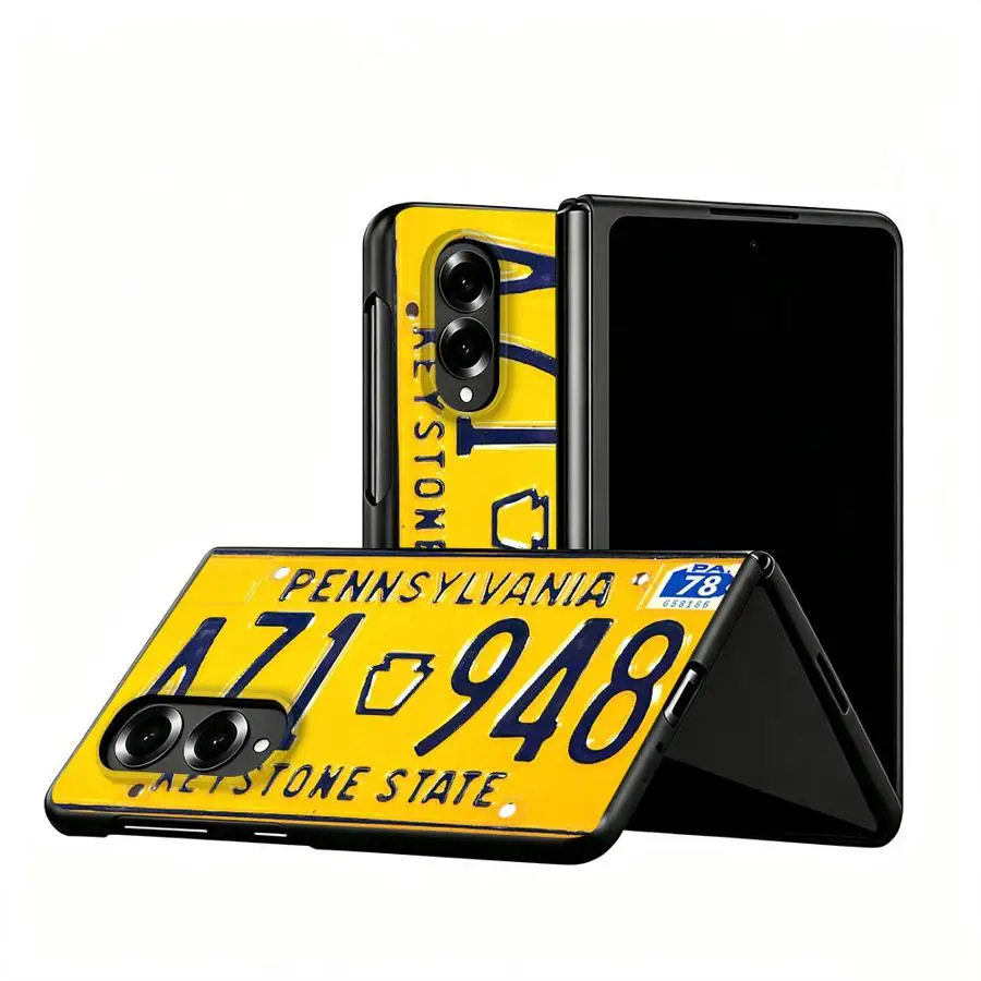 Retro Car License Plate Luxury Phone Cover Case for Samsung Galaxy Z Fold 8 ZFold8 ZFold Wide Z Fold8 Wide - view 2