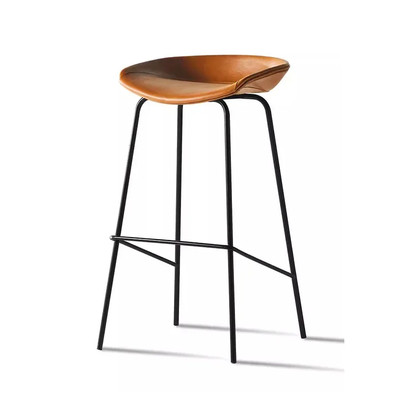 

Retro Nordic Bar Chair Leather Metal Barstool Kitchen Island Bar Stool Make Up Adjustable